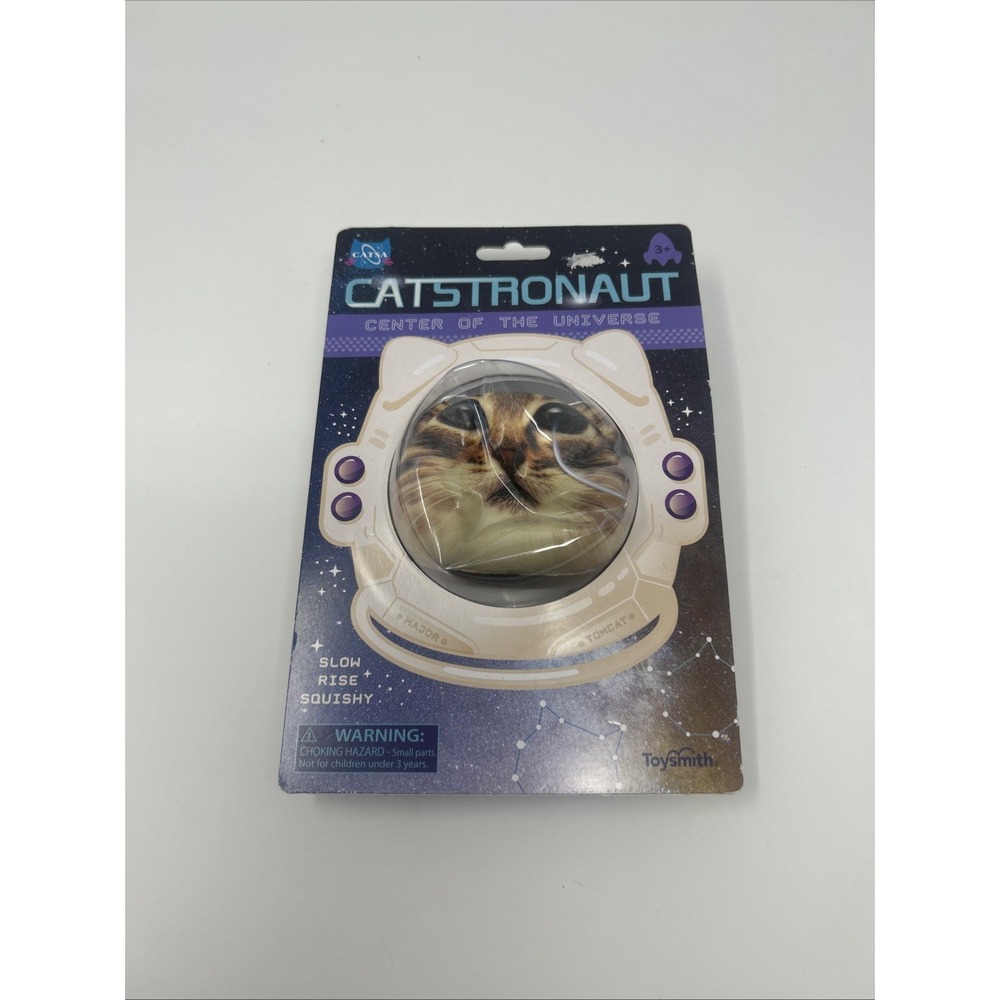 NIB Toysmith Catstronaut Slow Rise Squishy Cat Stress Sensory Ball Major Tomcat